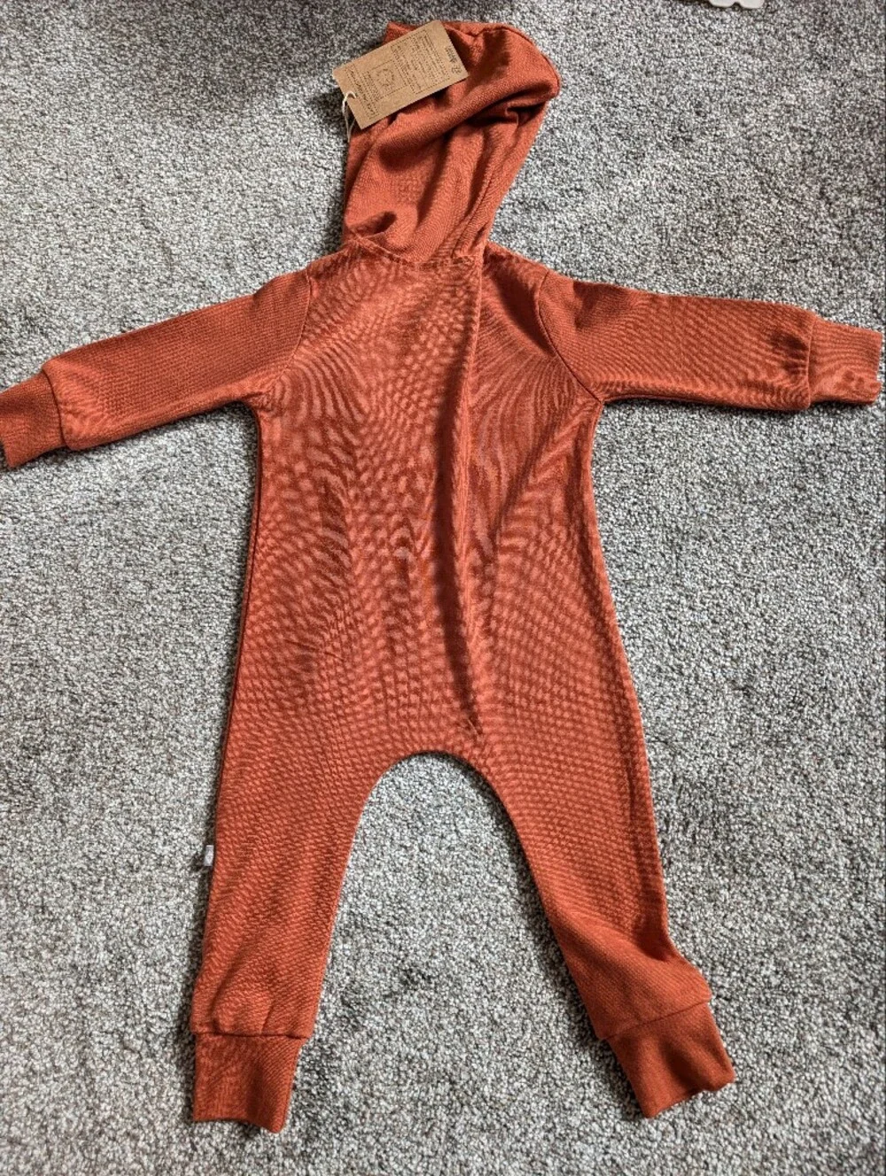 Kyte Baby Bamboo Jersey Rust Orange Hooded One-Piece Romper 3-6 Months